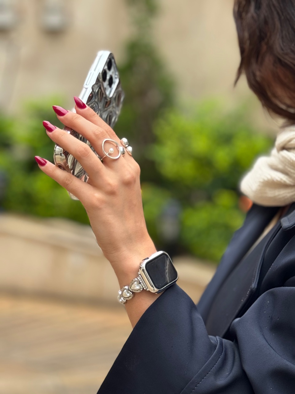 بند اپل واچ قلب سفید صدفی